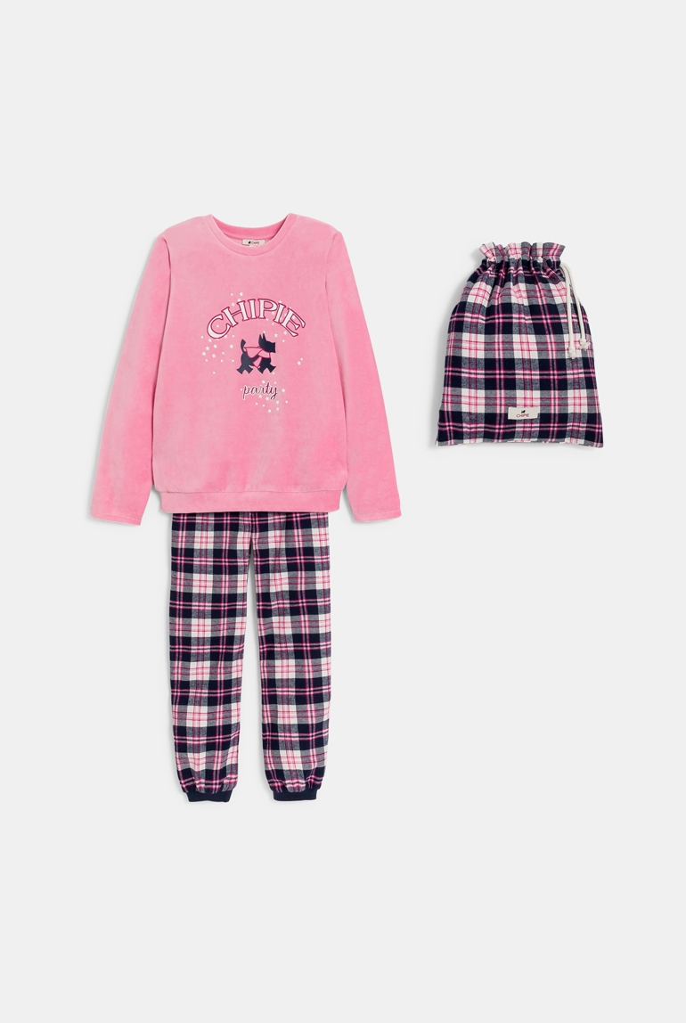 Cálido pijama rosa niña Chipie 1
