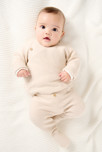 Image sur Pull et pantalon maille tricot beige bébé fille