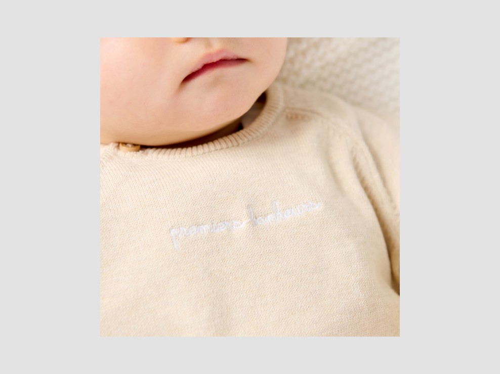 Beige Pullover und Hose aus Strick Kleinkind Mädchen 1