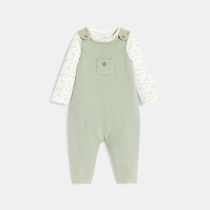 Combinaison maille tricot et body vert bébé fille 1