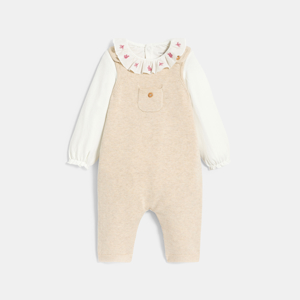 Combinaison maille tricot et body rose bébé fille 1