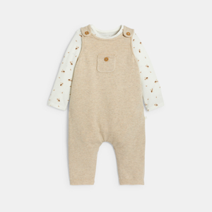 Combinaison maille tricot et body rose bébé fille 1