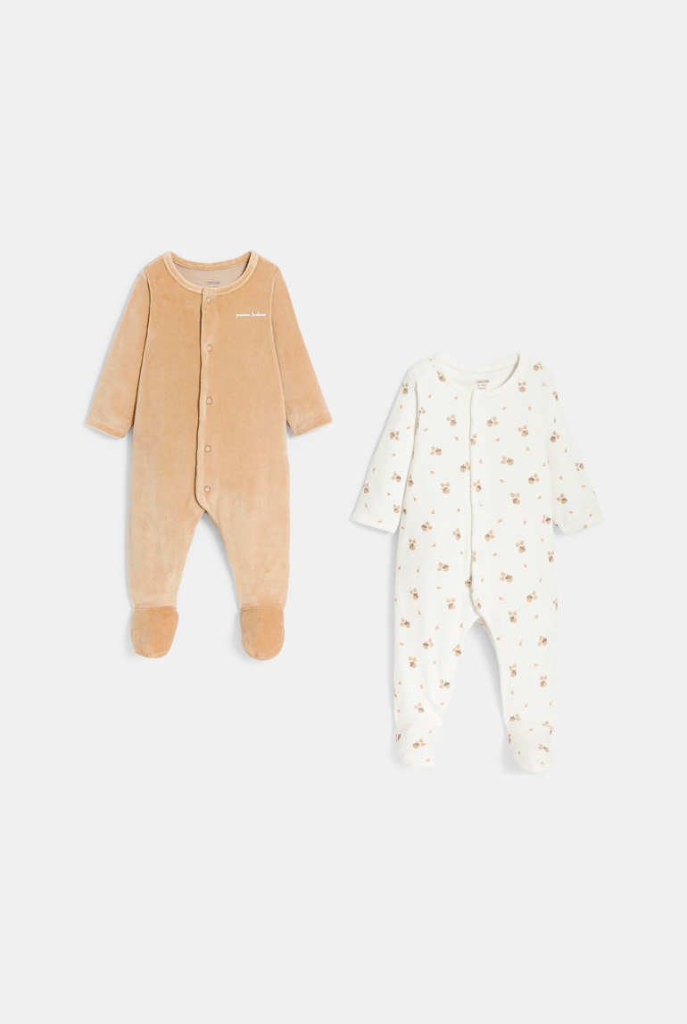 Brauner Strampler aus Samt für Jungen oder Mädchen (2er-Pack) 1