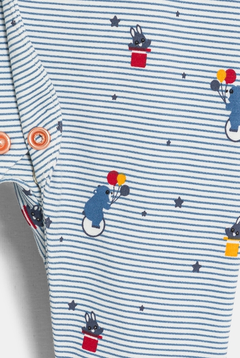 Gestreifter Interlock-Strampler in Blau mit Zirkusmotiv Baby Jungen 2