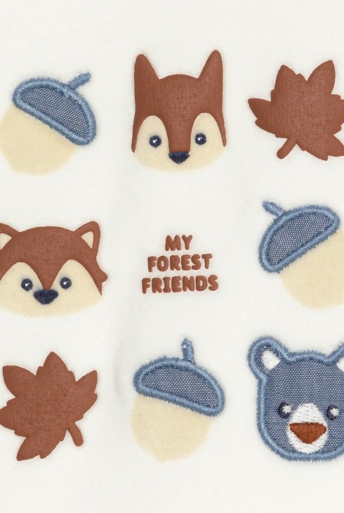 Baby boy's white forest animals velvet sleepsuit 2