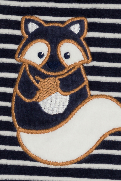Dors-bien velours rayé renard bleu marine bébé garçon
