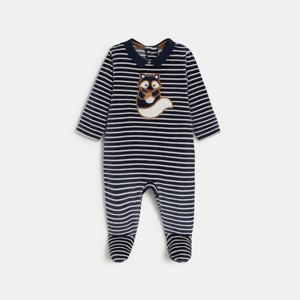 Dors-bien velours rayé renard bleu marine bébé garçon 1