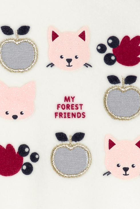 Dors-bien velours animaux de la forêt blanc bébé fille
