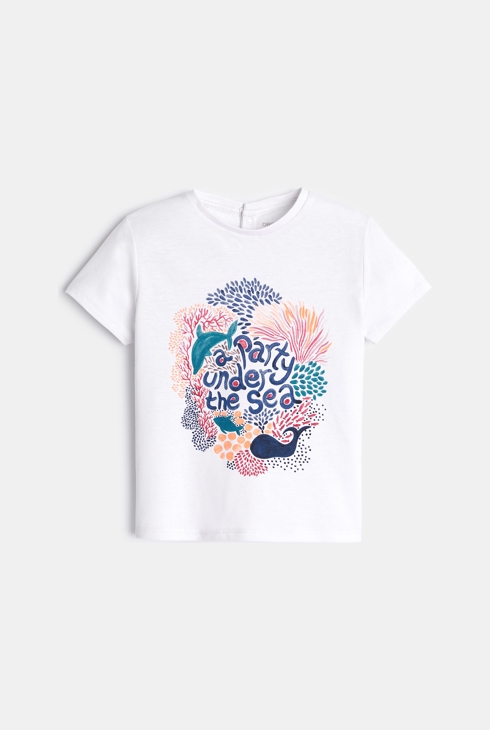 T-shirt océan Surfrider blanc bébé fille 1