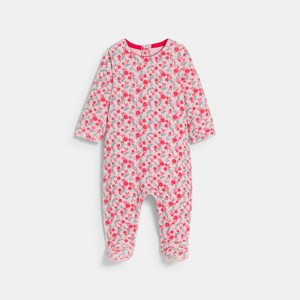 Baby girl's pink velvet floral sleepsuit 1