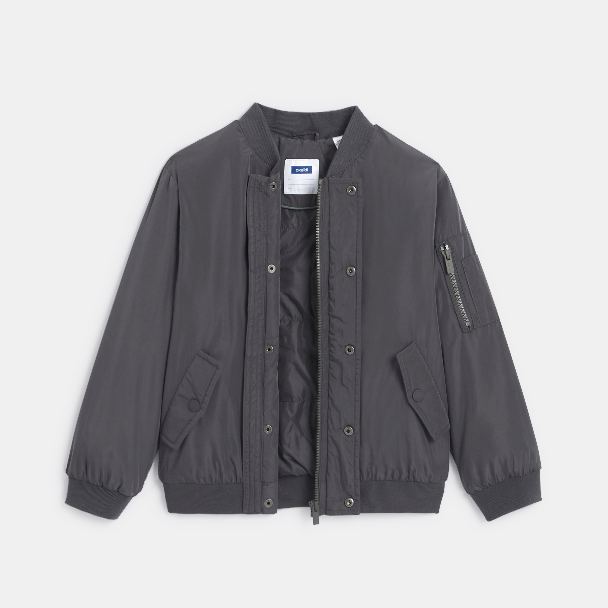 Boy's dark grey bomber jacket Okaïdi & Obaïbi