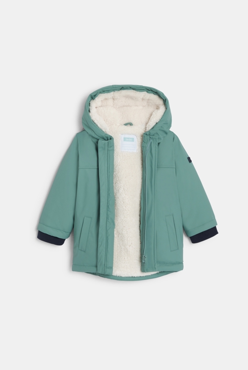 Blauer wasserabweisender Mantel mit Futter und Kapuze Kleinkind Junge 2