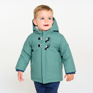 Manteau déperlant doublé à capuche bleu bébé garçon 1