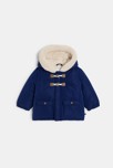 Manteau à capuche doublé sherpa bleu bébé garçon
