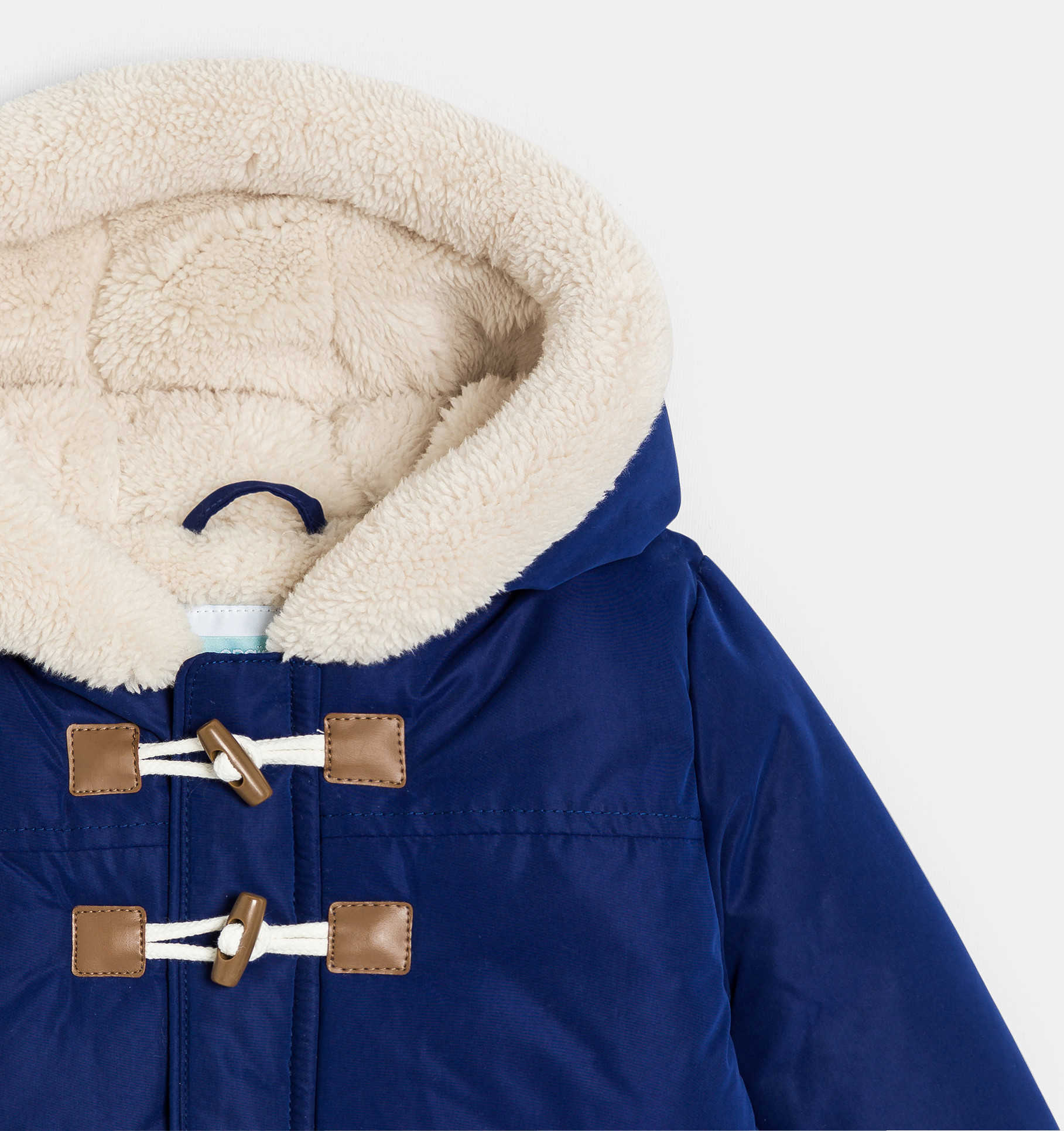 Manteau à capuche doublé sherpa bleu bébé garçon