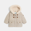 Manteau à capuche doublé sherpa beige bébé garçon