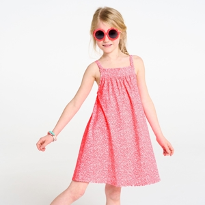 Robe à bretelles en jersey rose Fille 1