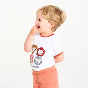 Weisses Baby-T-Shirt mit Tieren für Jungs 1