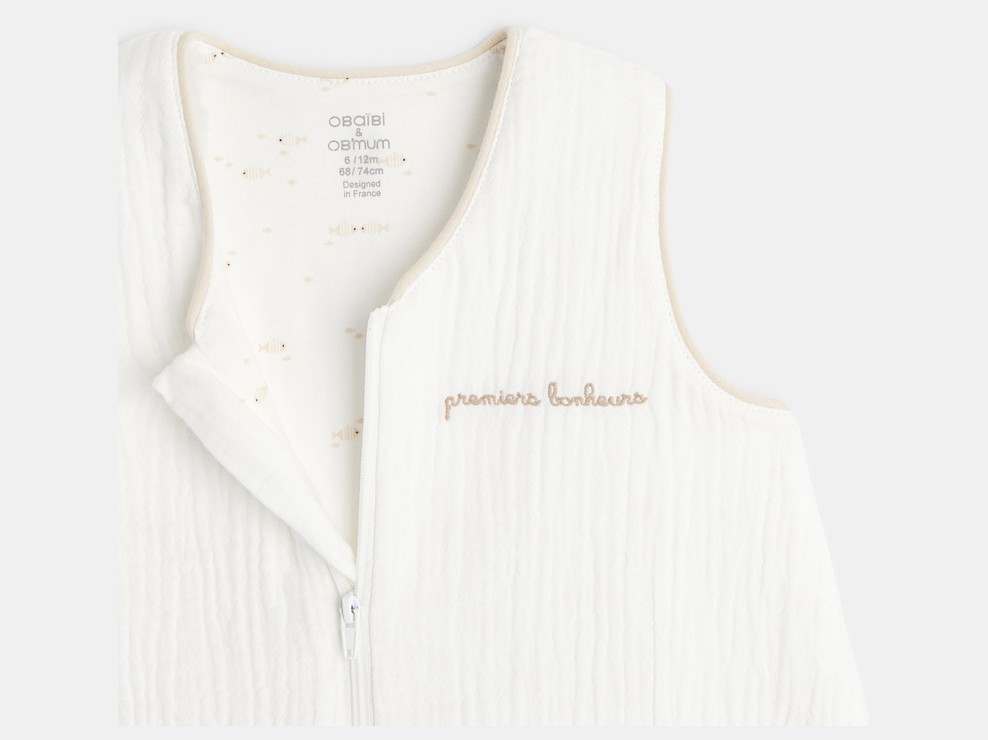 Leichter weißer Babyschlafsack aus Baumwoll-Gaze Geburt Unisex 2