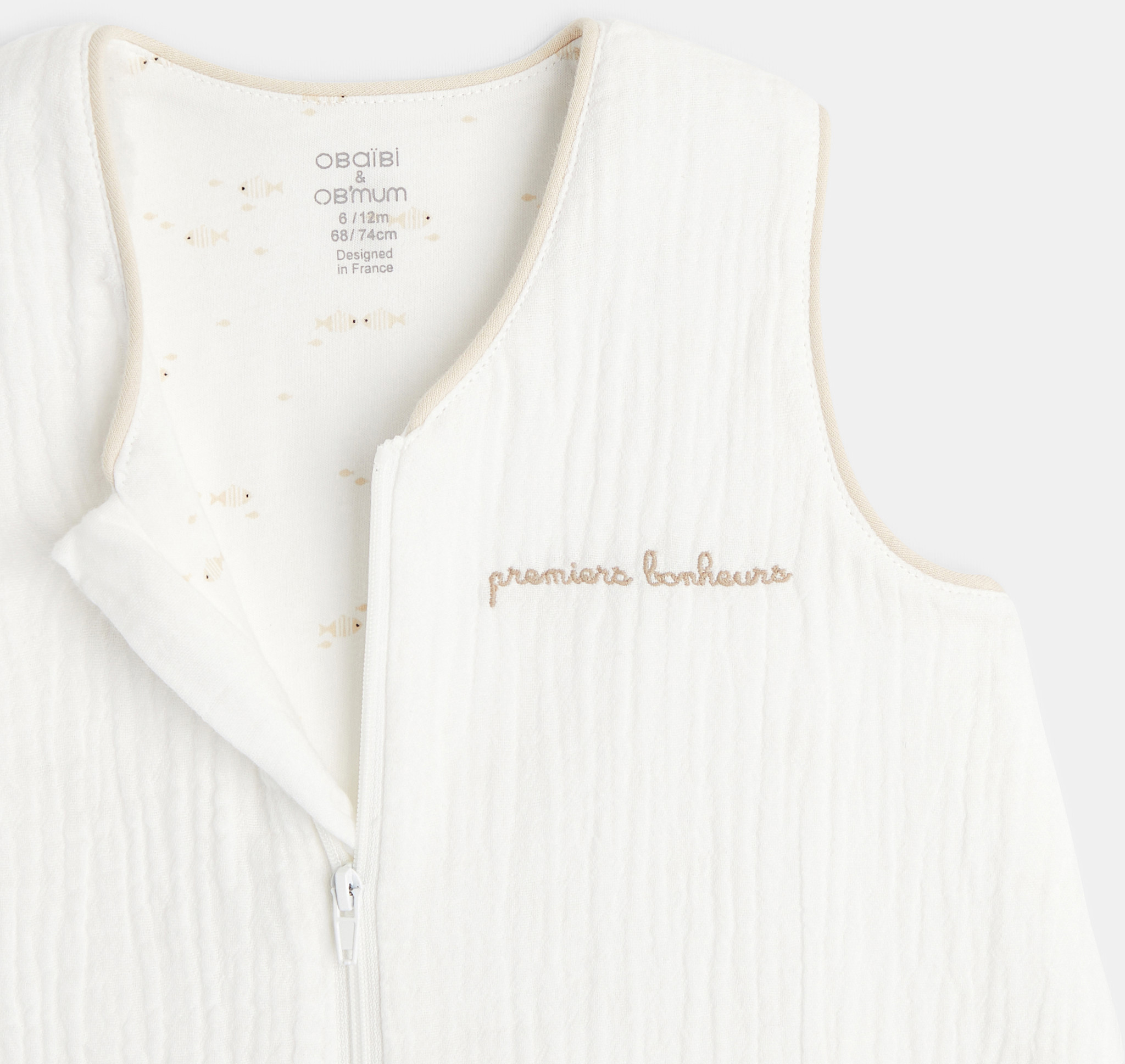 Leichter weißer Babyschlafsack aus Baumwoll-Gaze Geburt Unisex 2