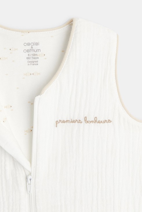 Lekki biały śpiworek z bawełnianej gazy od narodzin 2