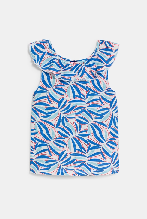 Dekliška potiskana modra majica brez rokavov 1