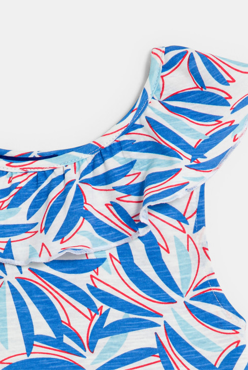 Dekliška potiskana modra majica brez rokavov 2