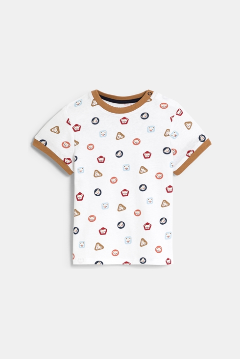 T-shirt bianca con animali per neonato 1