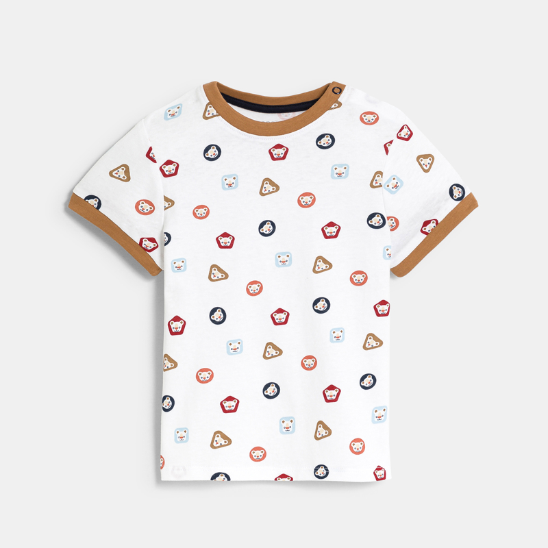 Weißes T-Shirt mit Tieren Baby Jungen