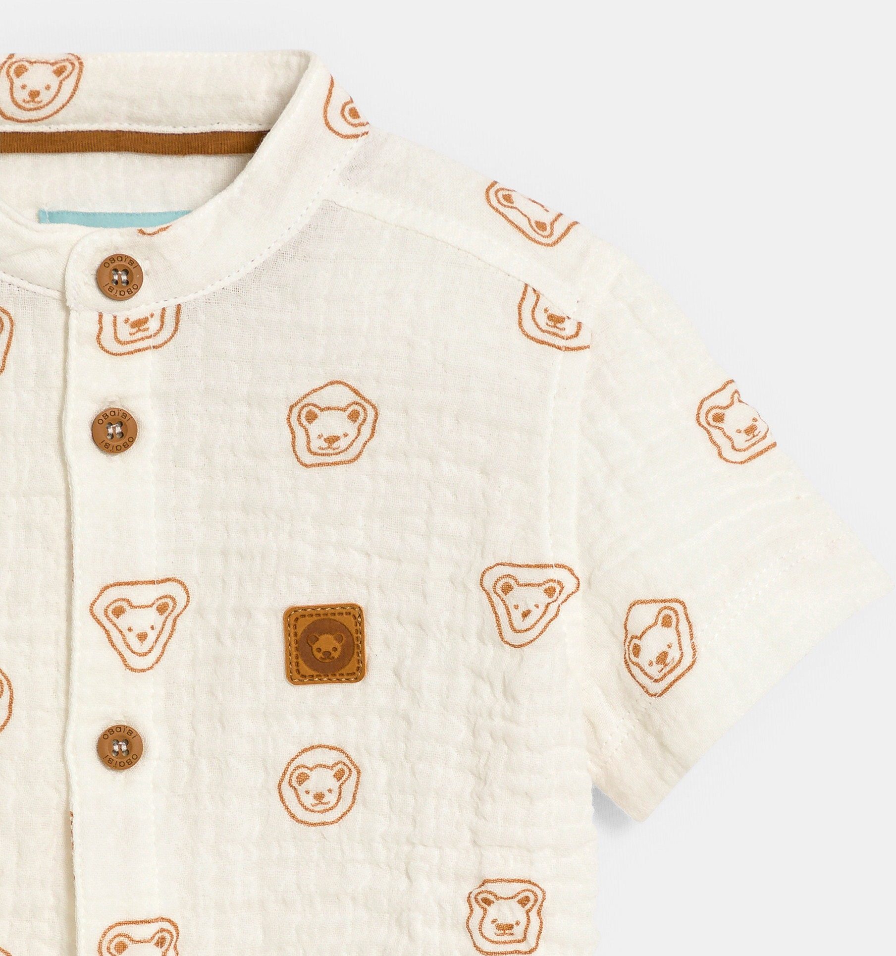 Weißes Hemd aus Baumwoll-Gaze mit Tiermotiv Baby Jungen 2