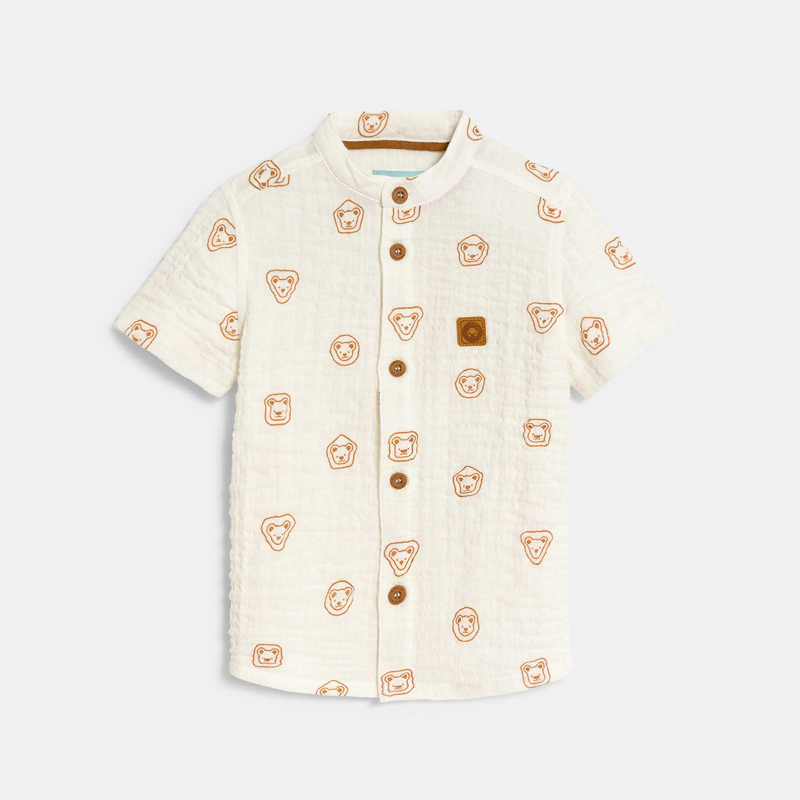 Chemise gaze de coton animaux blanc bébé garçon - 4A