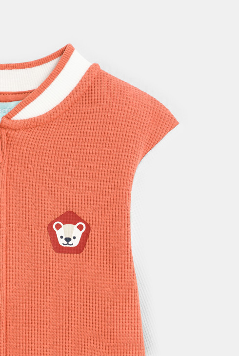 Terrakottafarbenes Teddy-Sweatshirt mit Reißverschluss Baby Jungen 2