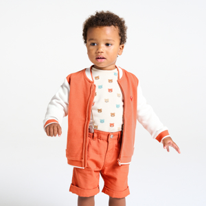 Sweat zippé teddy terracotta bébé garçon 1