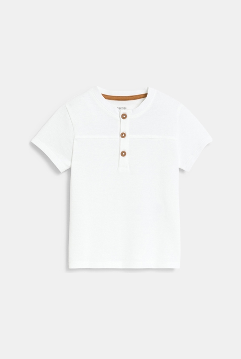 Bermuda terracotta à bretelles et t-shirt tunisien blanc bébé garçon