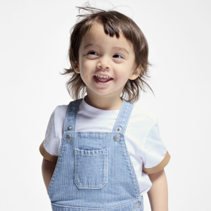 Baby boy's blue striped overalls and T-shirt 1