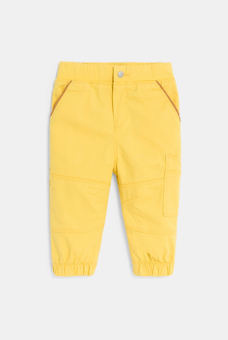 Pantalon coton fantaisie bas resserré jaune bébé garçon 1