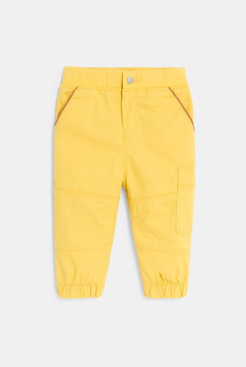 Pantalon coton fantaisie bas resserré jaune bébé garçon 1