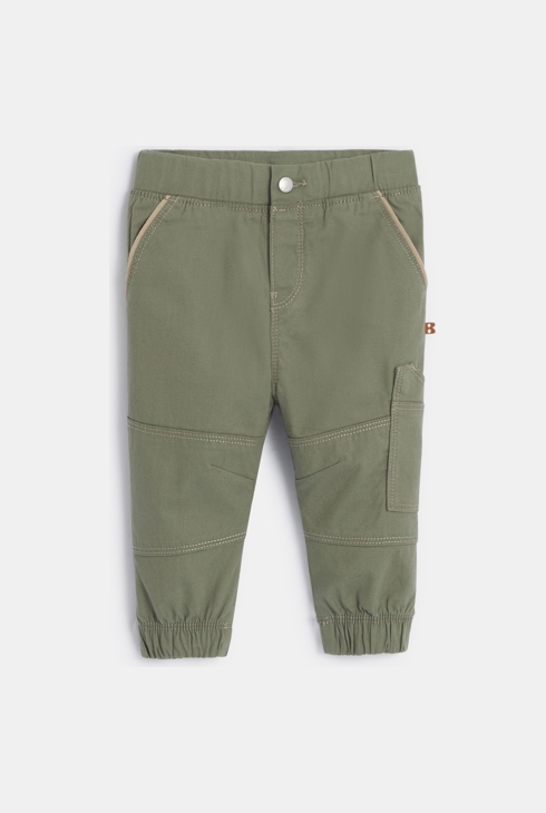 Pantalon coton fantaisie bas resserré vert bébé garçon