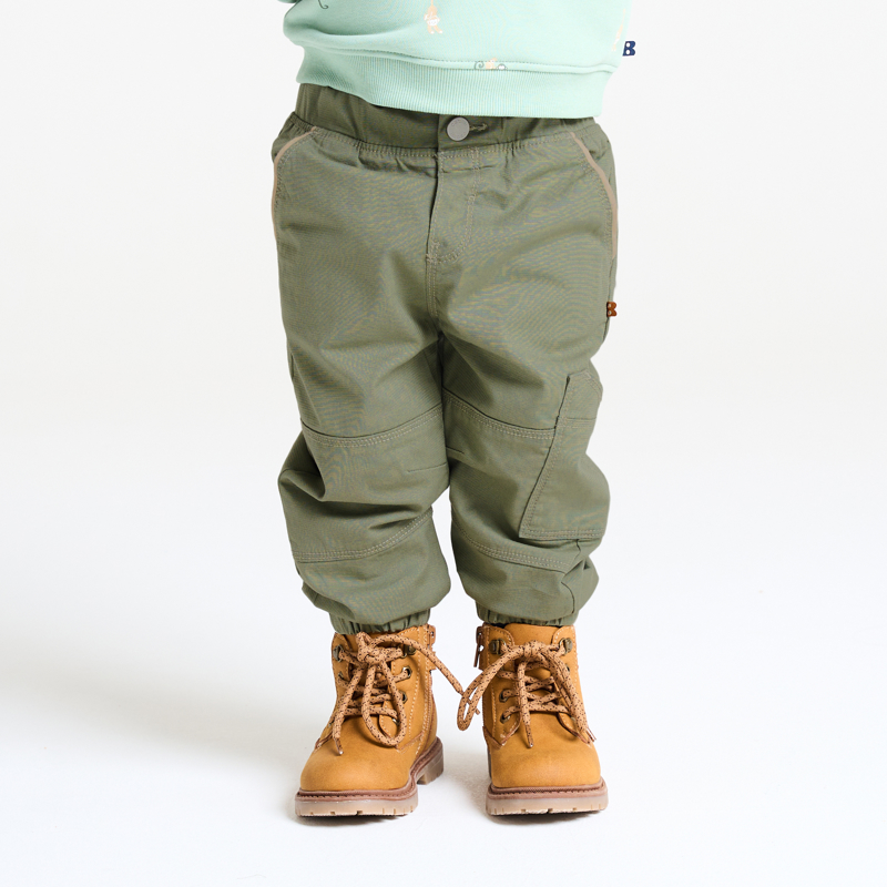 Baby boy's yellow textured cotton trousers with elasticated