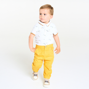 Pantalon coton fantaisie bas resserré jaune bébé garçon 1