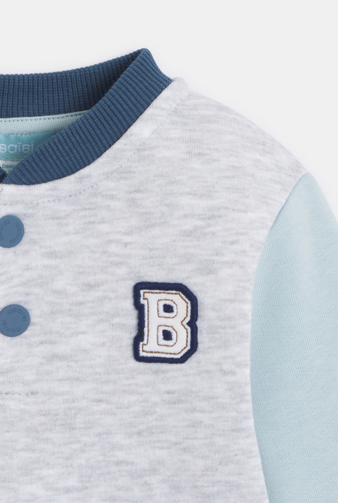 Sweatshirt aus blauem Fleece mit Druckknopfkragen Kleinkind Junge