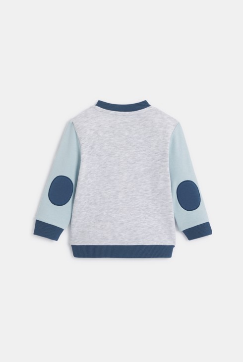 Sweatshirt aus blauem Fleece mit Druckknopfkragen Kleinkind Junge 2