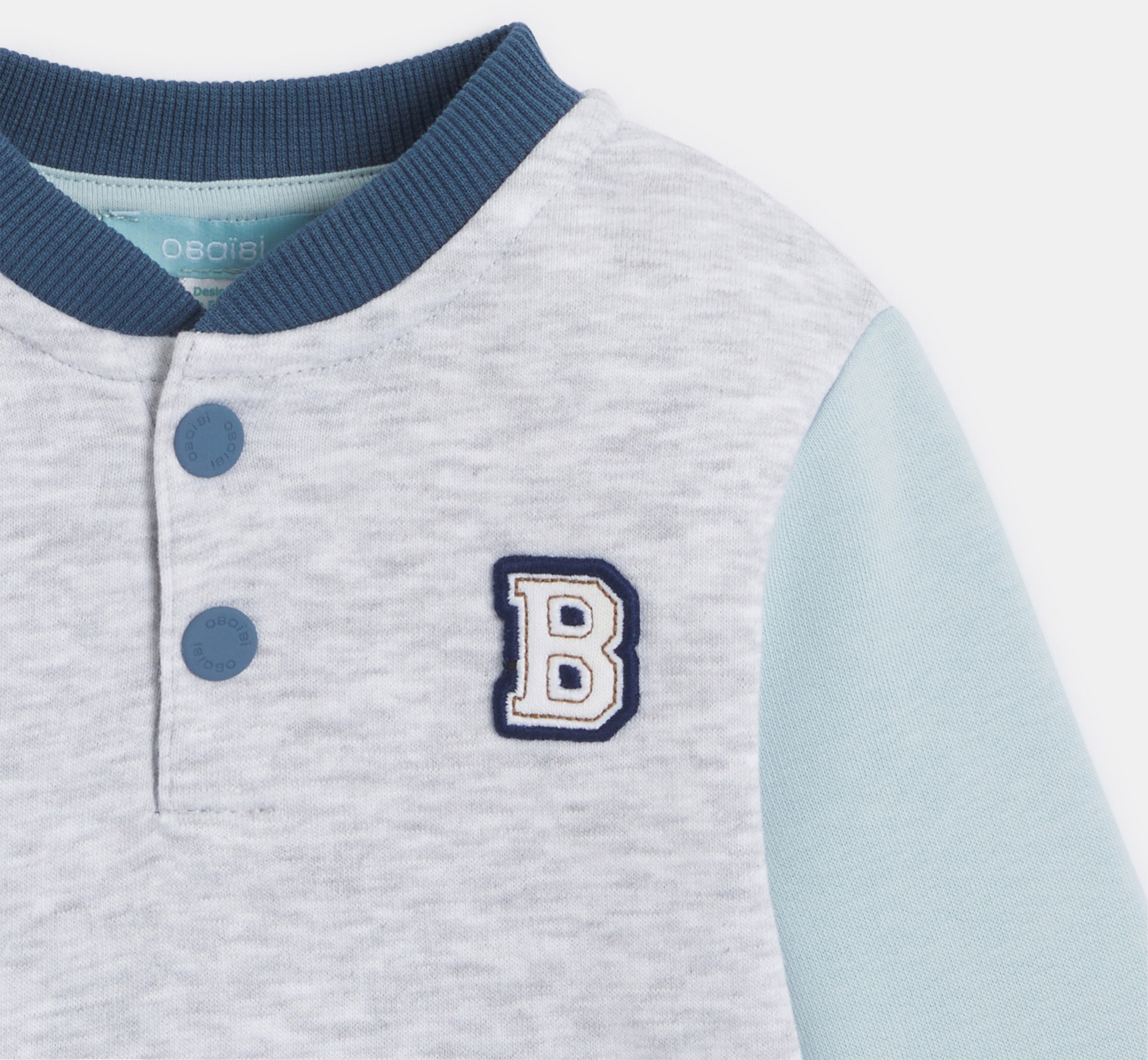 Sweatshirt aus blauem Fleece mit Druckknopfkragen Kleinkind Junge 2