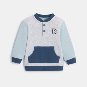 Sweat molleton col pressionné bleu bébé garçon 1