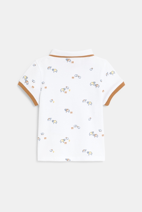 Weißes Poloshirt aus Pikee-Baumwolle mit Tiermotiv Baby Jungen