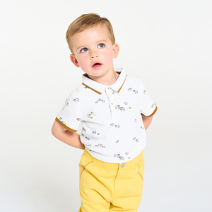 Baby boy's white piqué cotton animal polo shirt 1