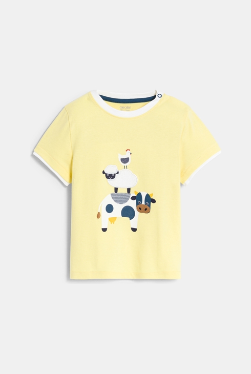 T-shirt gialla con animali neonato 1
