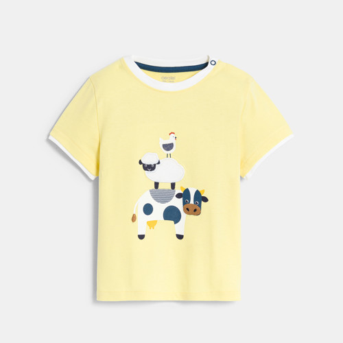 T-shirt Animaux Jaune Bébé Garçon - Jaune Poussin - 3M - OBAIBI