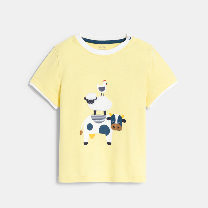 Gelbes T-Shirt mit Tieren Baby Jungen