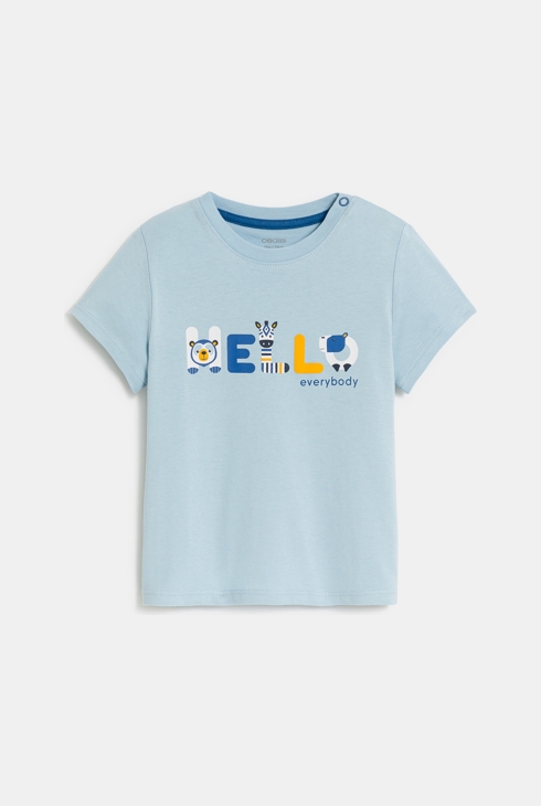 T-shirt animaux savane bleu bébé garçon 1